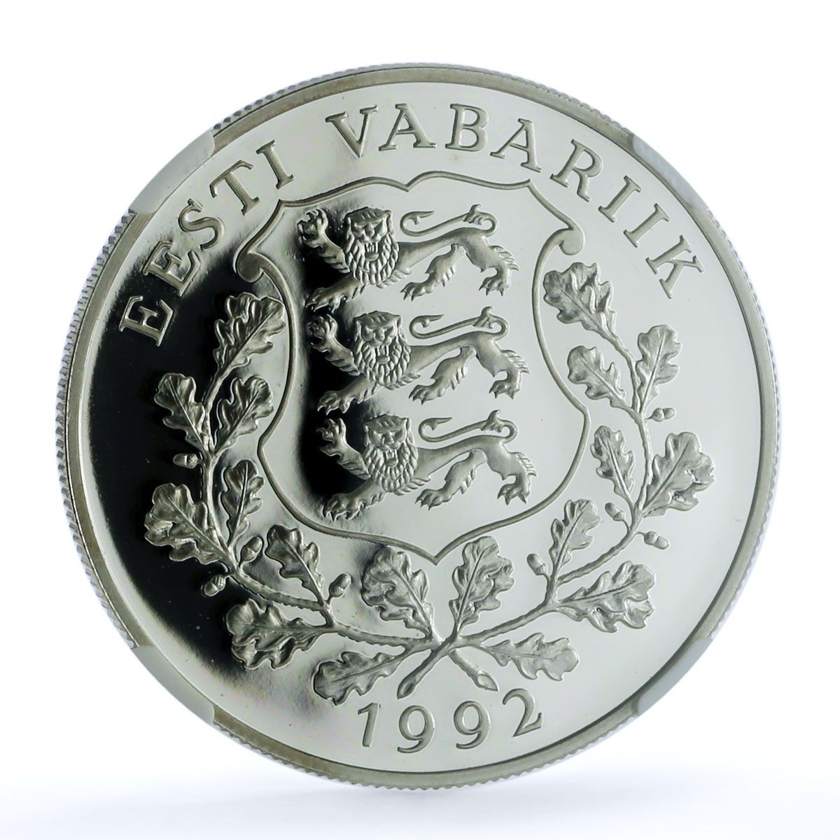 エストニア 10 クルーニ ツバメ KM-26 鳥類動物 PF 69 NGC 銀貨 1992