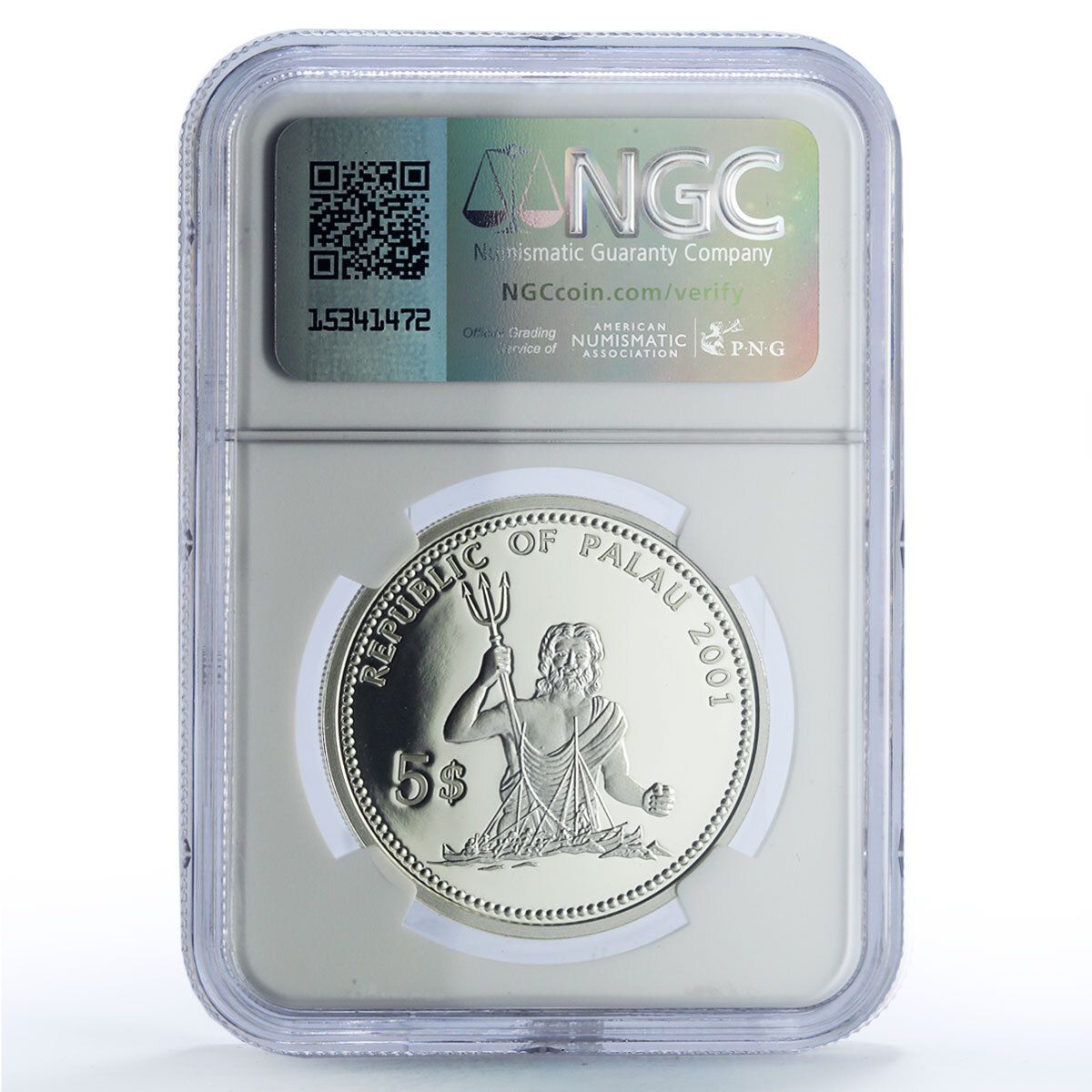 パラオ 5ドル ツノダシ 海洋生物保護 PF70 NGC Agコイン 2001年 - メルカリ