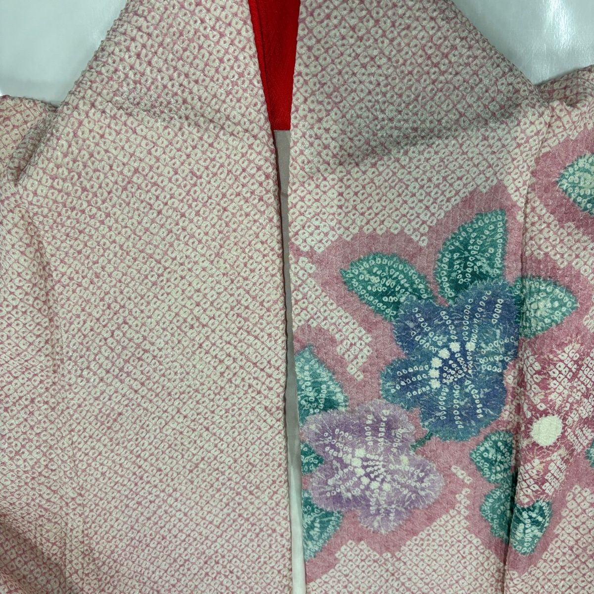 振袖 身丈162cm 裄丈63cm S 袷 花車 牡丹 総絞り ピンク 正絹 名品
