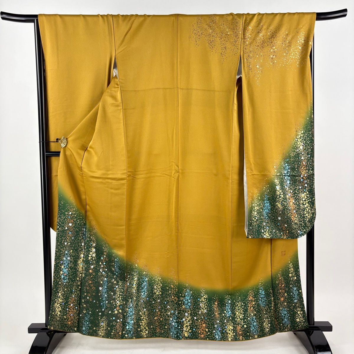 振袖 身丈162cm 裄丈67cm M 袷 斉藤三才 落款 箔散らし 螺鈿 金通し