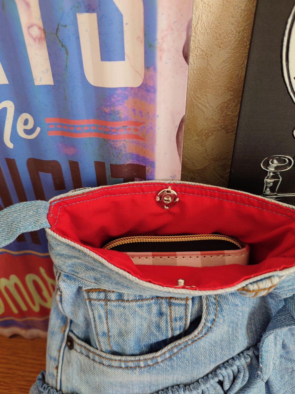 3☆USEDライトデニムリメイク☆サコッシュ☆フリルショルダーバッグ