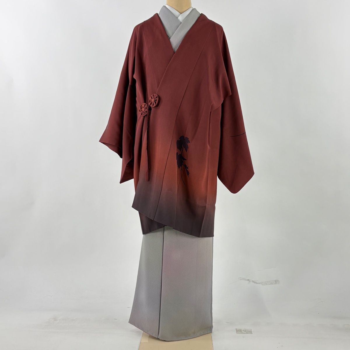 美品 道行 身丈135cm 裄丈68cm L 和装コート 角衿 縦縞 縦ぼかし