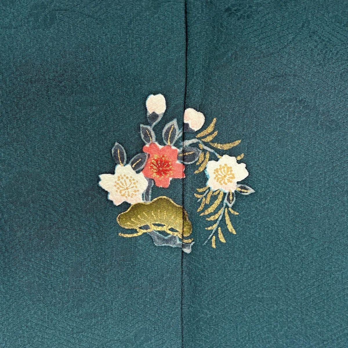 振袖 身丈161cm 裄丈68.5cm L 袷 やまと 小舟 桜 金彩 ぼかし 青緑