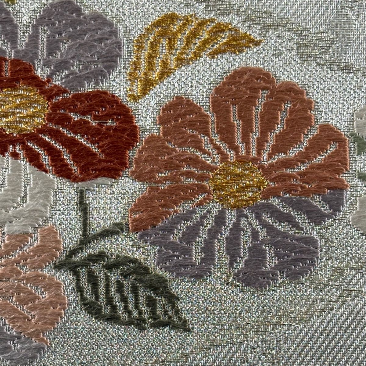 美品】 袋帯 秀品 菊 桜 唐織 箔 灰緑 六通 正絹 【中古】 - メルカリ