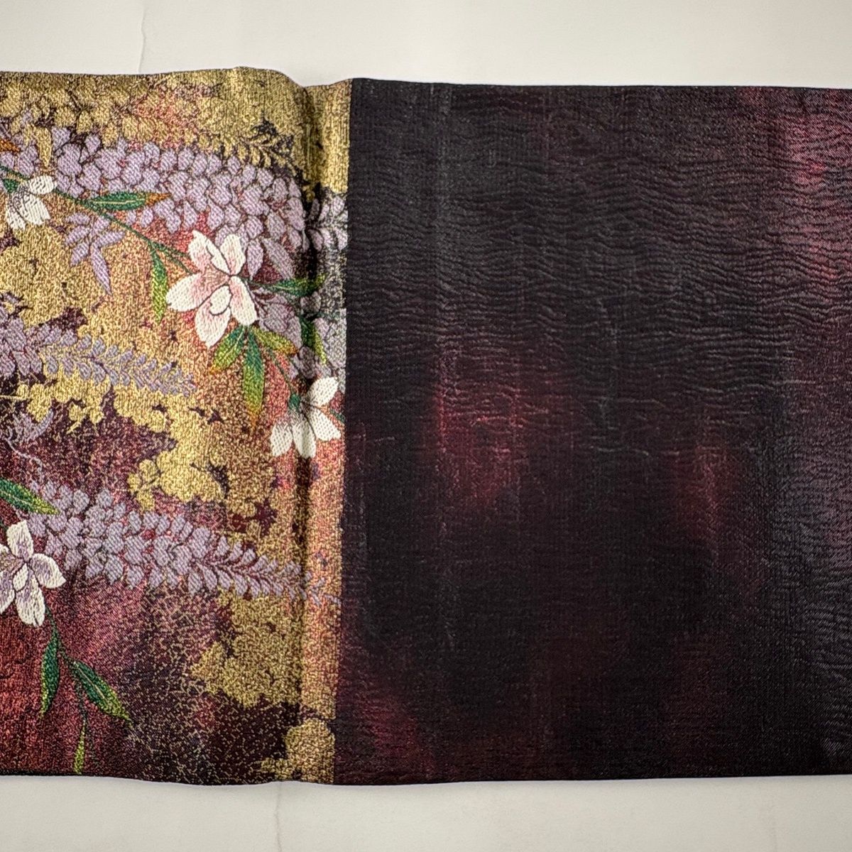 美品】 袋帯 秀品 桜 藤 金糸 箔 赤紫 六通 正絹 【中古】 - メルカリ