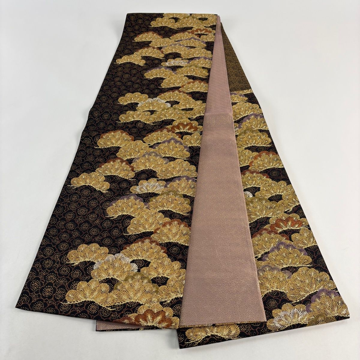 袋帯 秀品 笠松 梅 金糸 箔 黒 六通 正絹 【中古】 - メルカリ