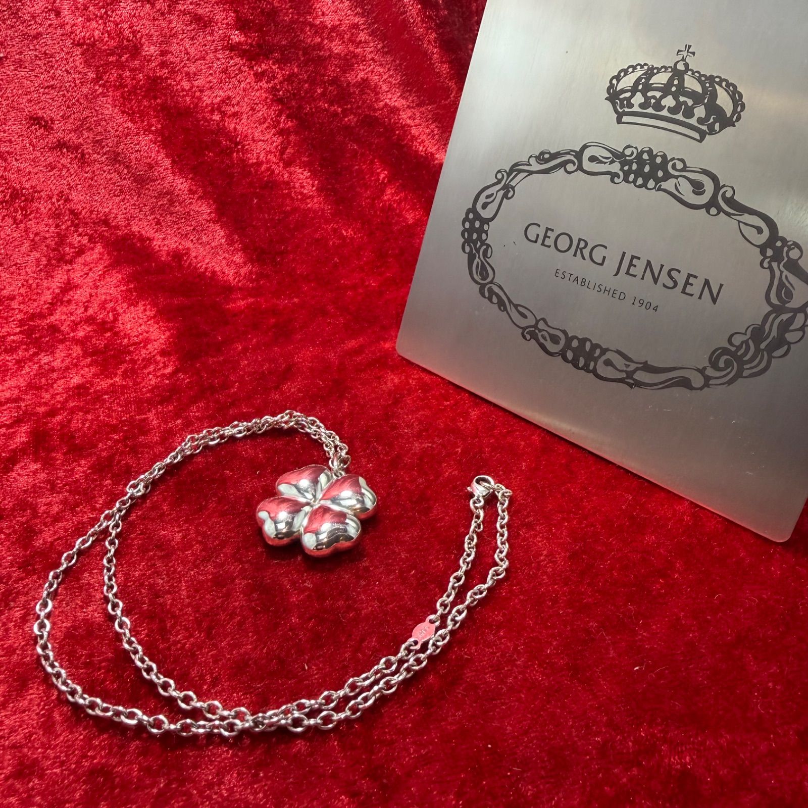 美品 可愛いクローバー ネックレス ジョージジェンセン/GEORG JENSEN 
