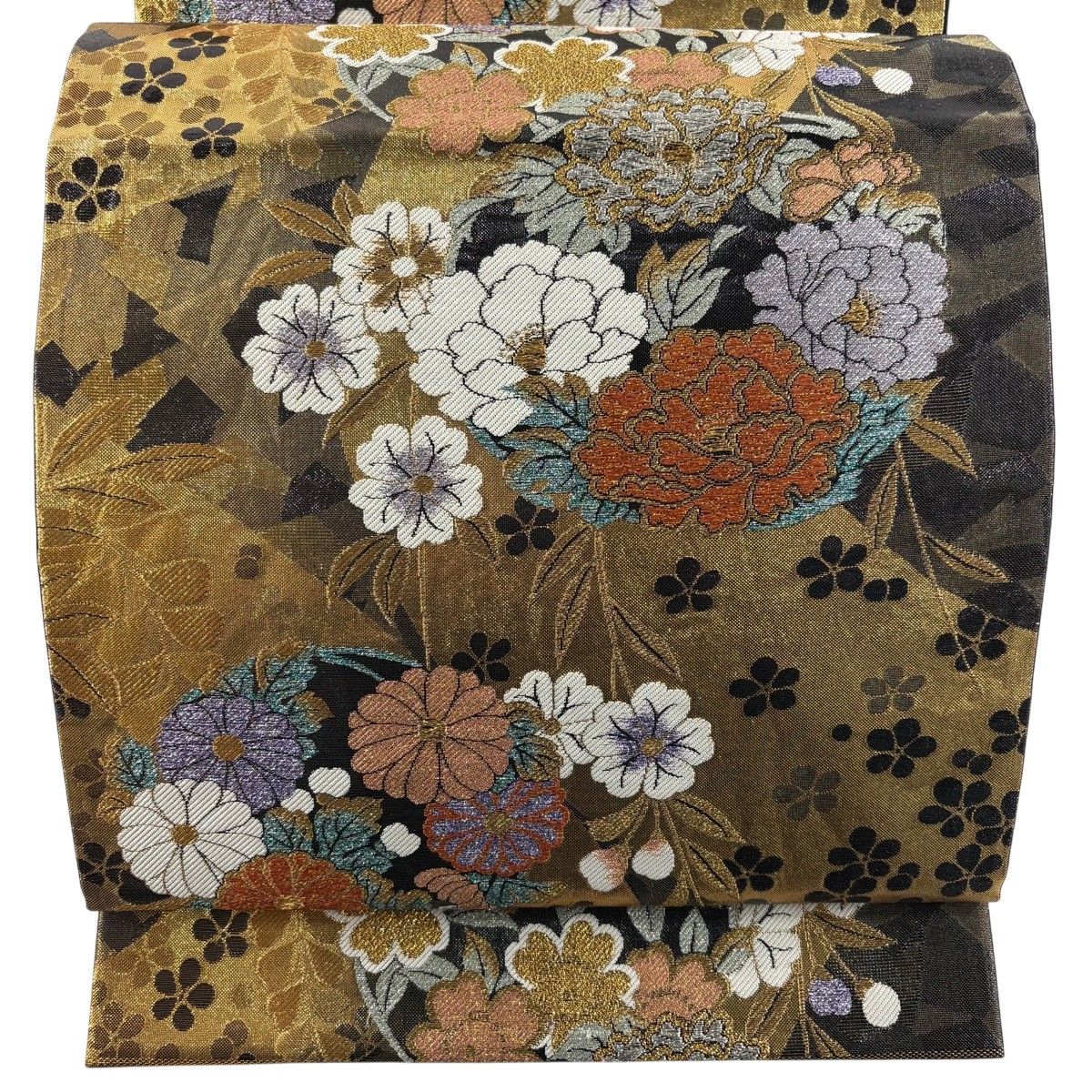 袋帯 秀品 花丸文 草花 金銀糸 箔 金色 六通 正絹 【中古】 - メルカリ