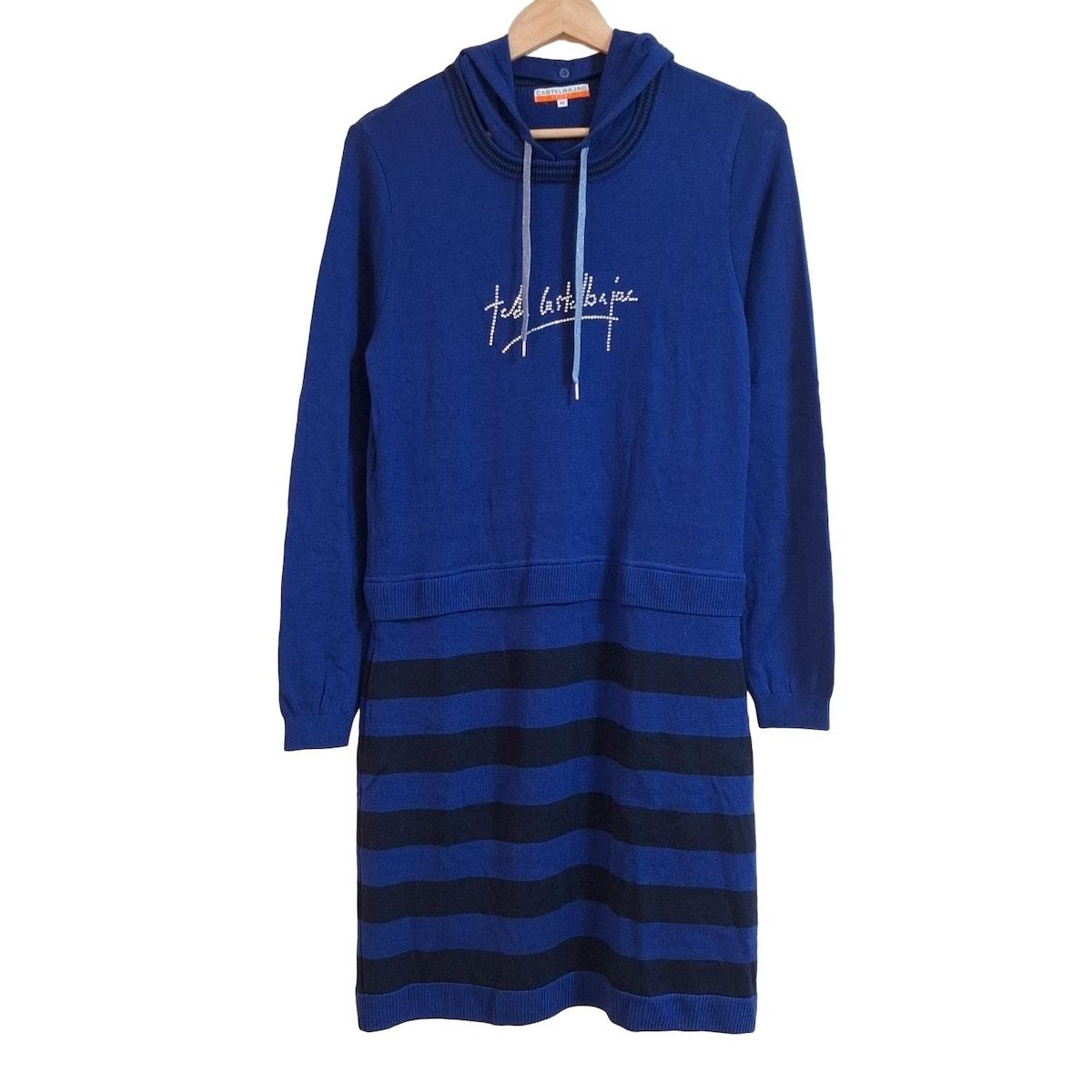 94495 カステルバジャックスポーツ　ニットワンピース　紺　42 カステルバジャックスポーツ ワンピース サイズ42 L レディース美品