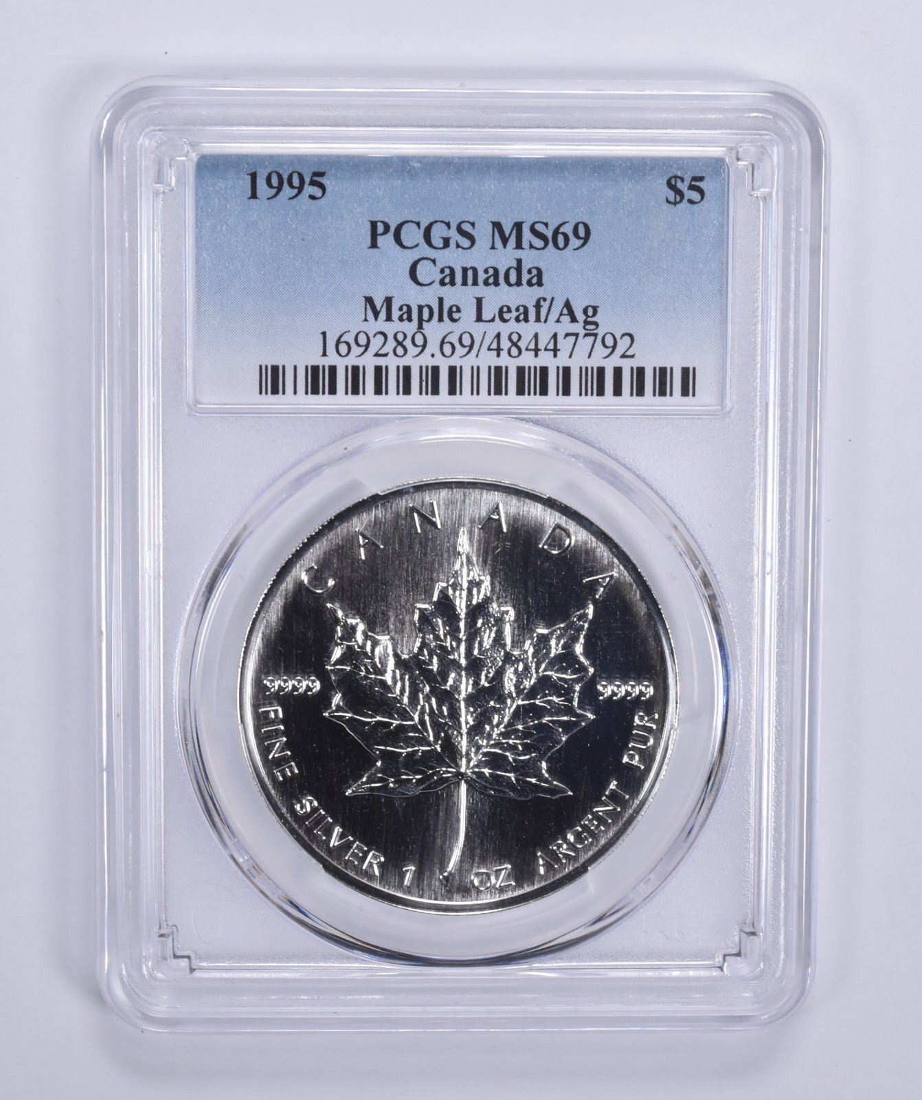 MS69 1995年 カナダ 5ドル メープルリーフ 1オンス シルバー PCGS