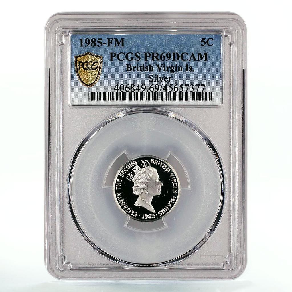 イギリス領ヴァージン諸島 5セント ボニートフィッシュ PR69 PCGS 銀貨