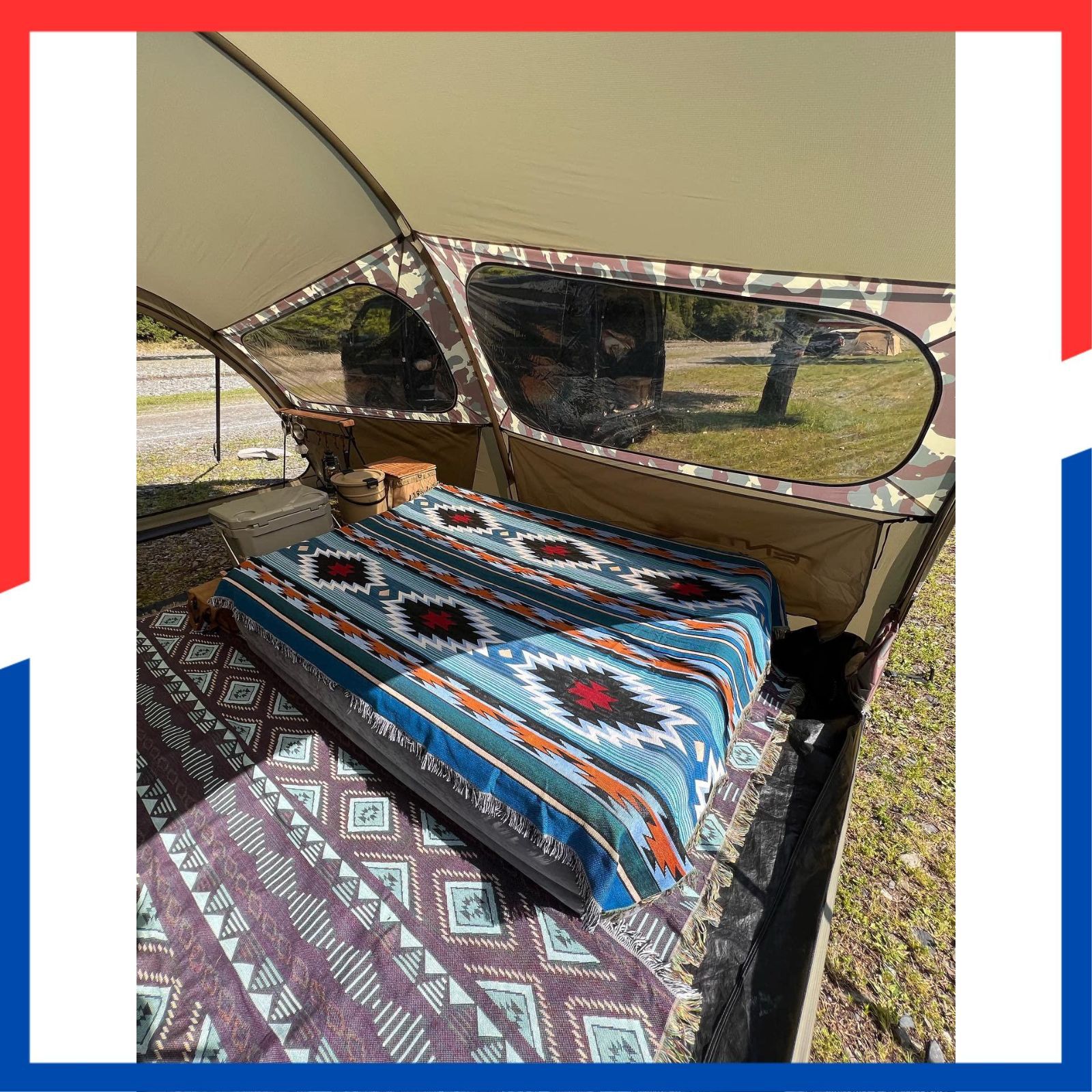 在庫処分】ピクニック アウトドアラグ ブランケット トライバル ラグ