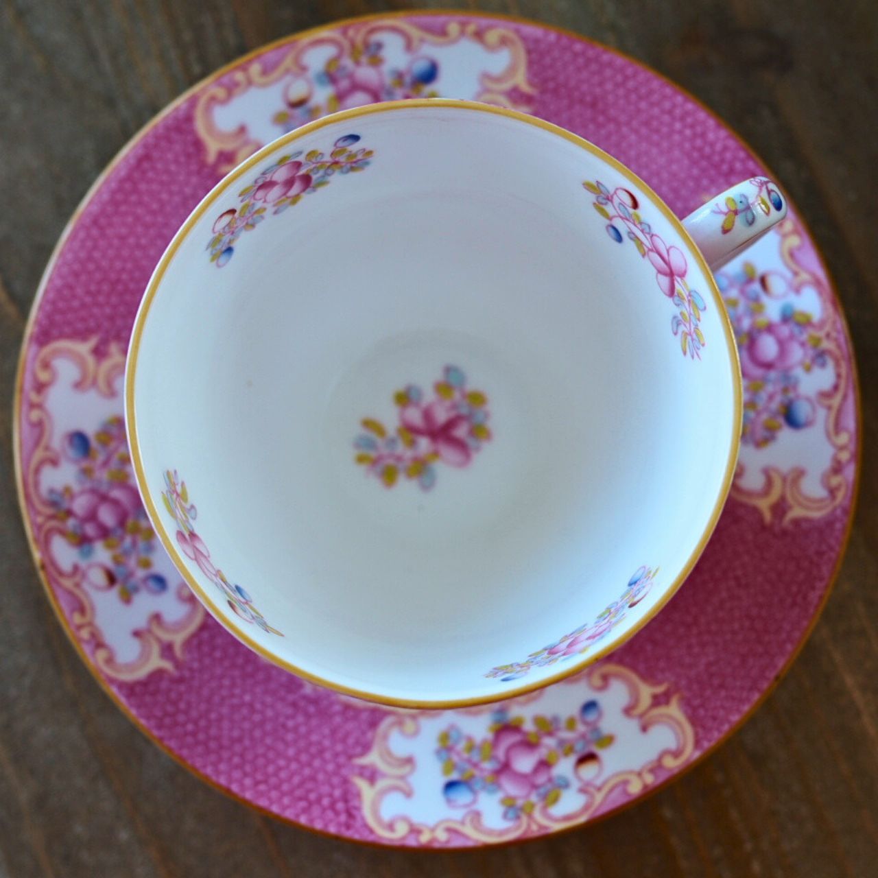 英国ミントン コカトリス ピンク ティーカップ＆ソーサー 食器 F2