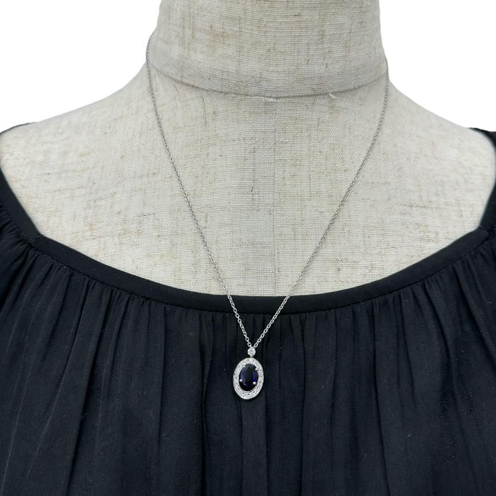 サファイア 1.21ct ダイヤモンド 0.24ct ネックレス Pt900プラチナ