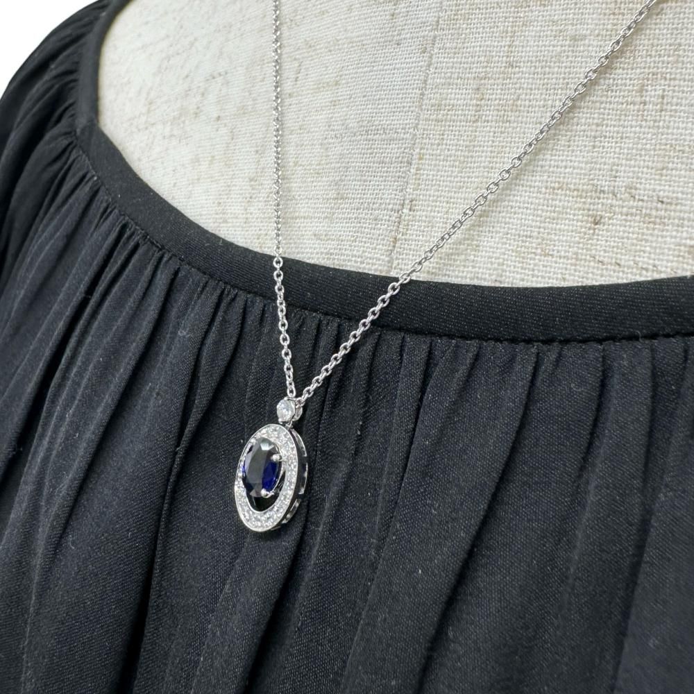 サファイア 1.21ct ダイヤモンド 0.24ct ネックレス Pt900プラチナ