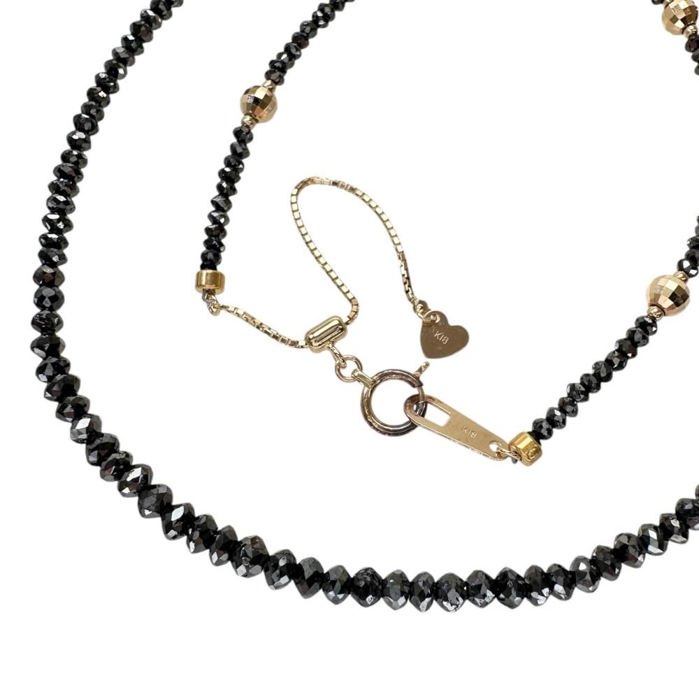 ブラックダイヤモンド 20.0ct ネックレス K18ゴールド 18金 6.0g 46cm