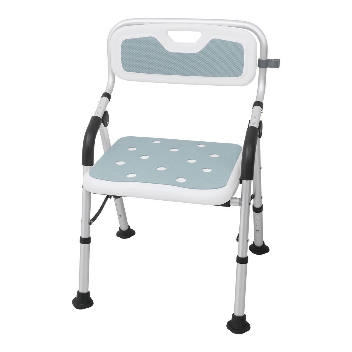 送料無料】シャワーチェア 折りたたみ 介護 高さ4段階調節 肘掛け付き