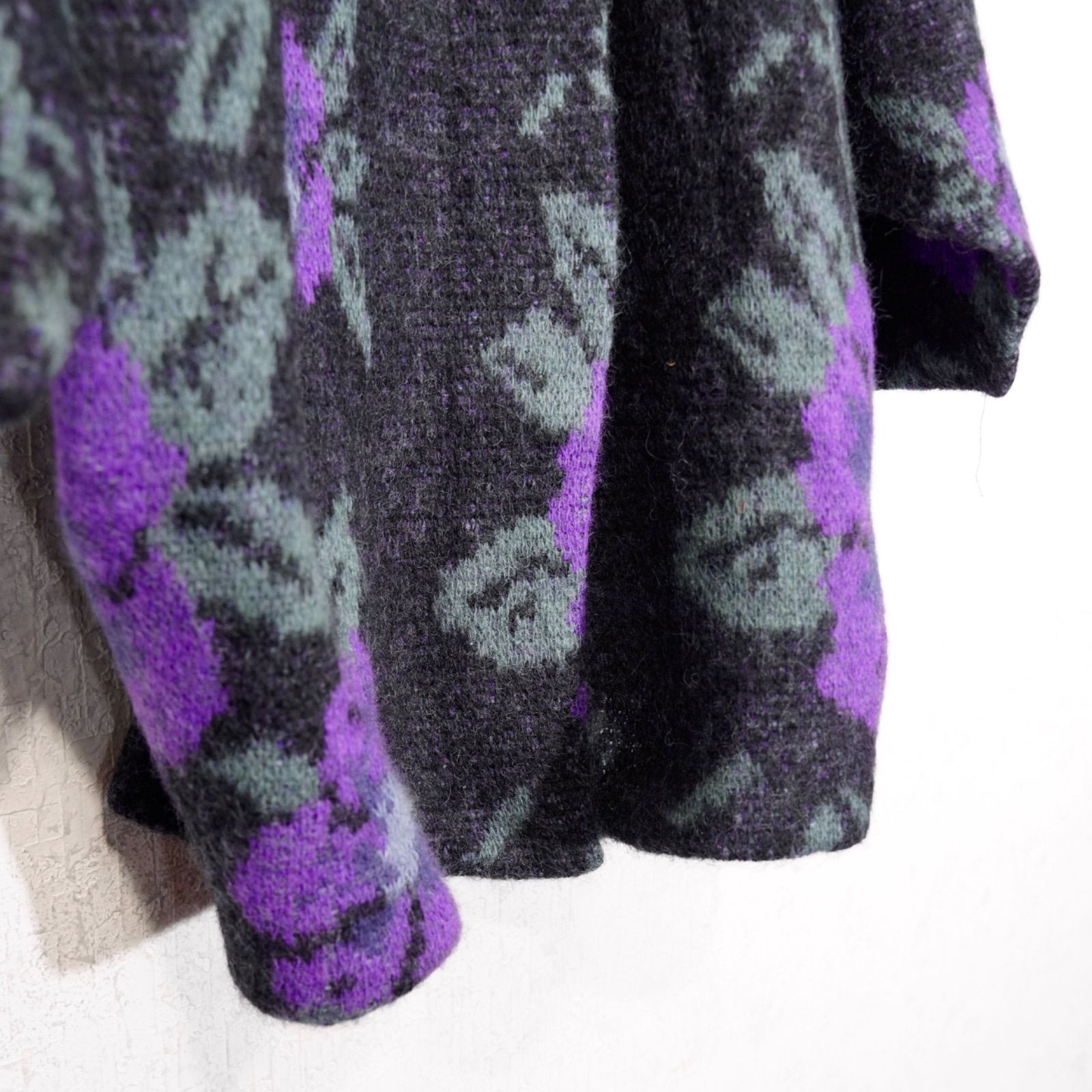 USA VINTAGE I.B.DIFFUSION FLOWER PATTERNED LONG MOHAIR DESIGN KNIT 