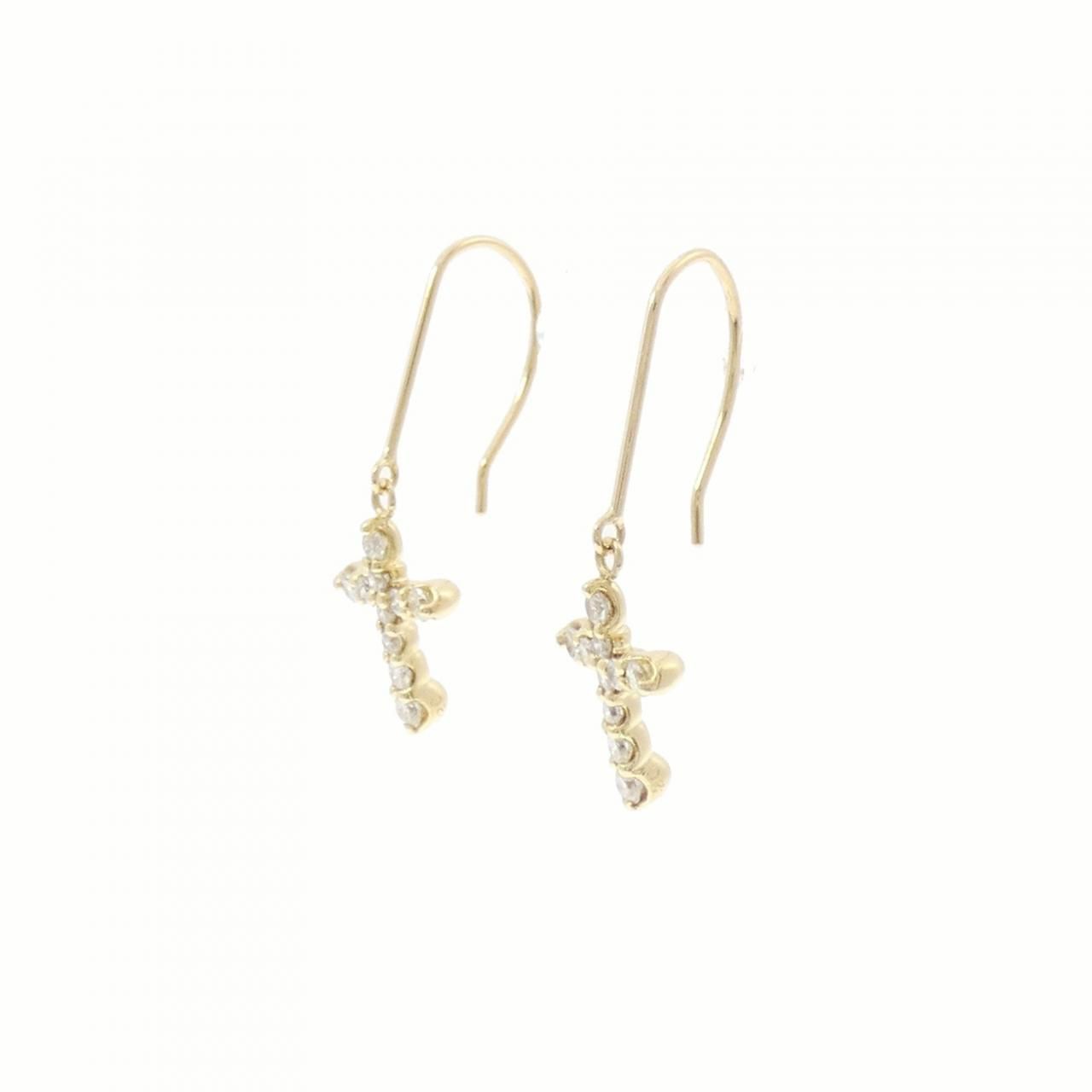 K18YG クロス ダイヤモンド ピアス 0.40CT - メルカリ