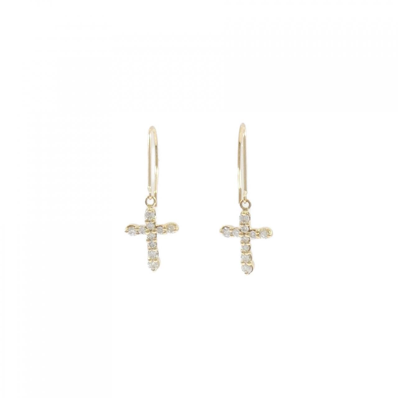 K18YG クロス ダイヤモンド ピアス 0.40CT - メルカリ