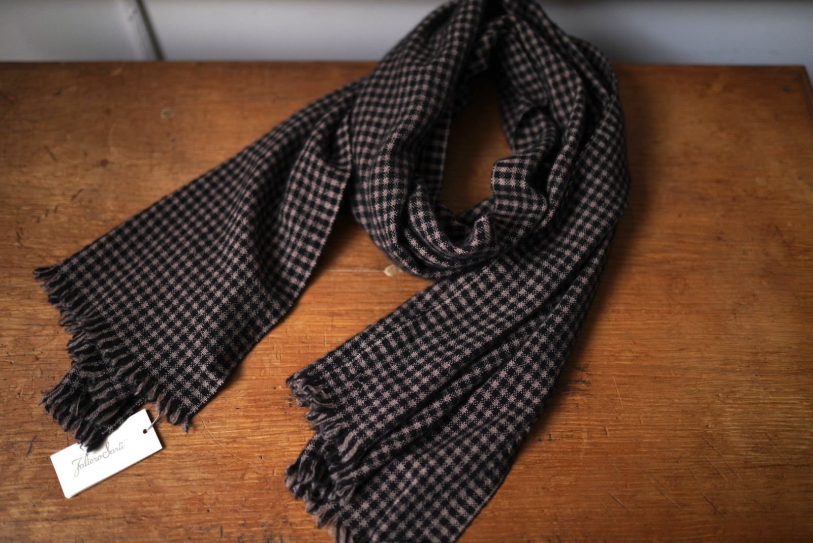 ファリエロ サルティ　Faliero Sarti　千鳥格子　ストール　カシミヤ Zanina 千鳥格子ウールカシミヤハウンドトゥースチェックストール