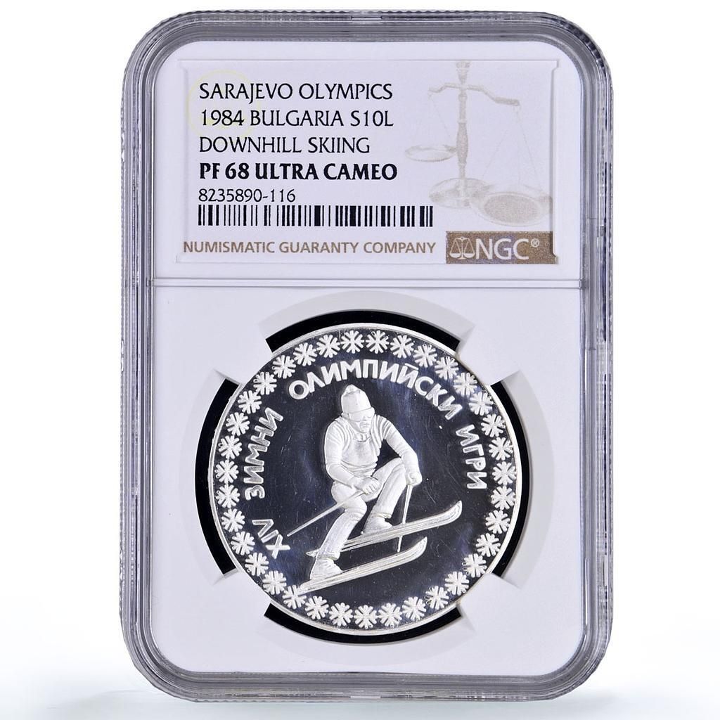 ブルガリア 10レフ スキー サラエボオリンピック スポーツ PF68 NGC