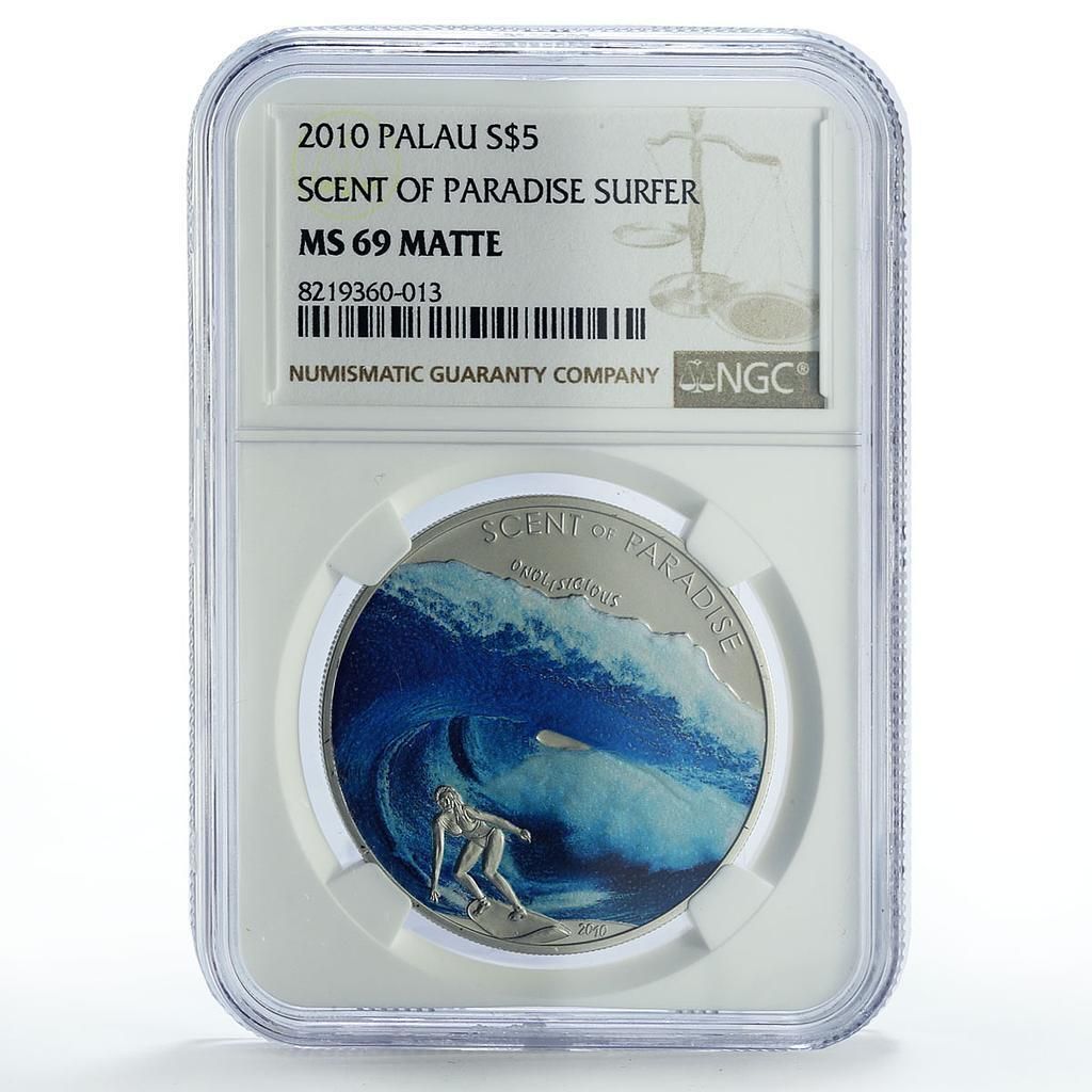 パラオ 5ドル パラダイスセント シーブリーズ サーフボーダー MS69 NGC