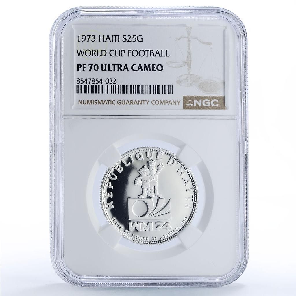 ハイチ 25グールド サッカーワールドカップ ドイツ 74 PF70 NGC銀貨