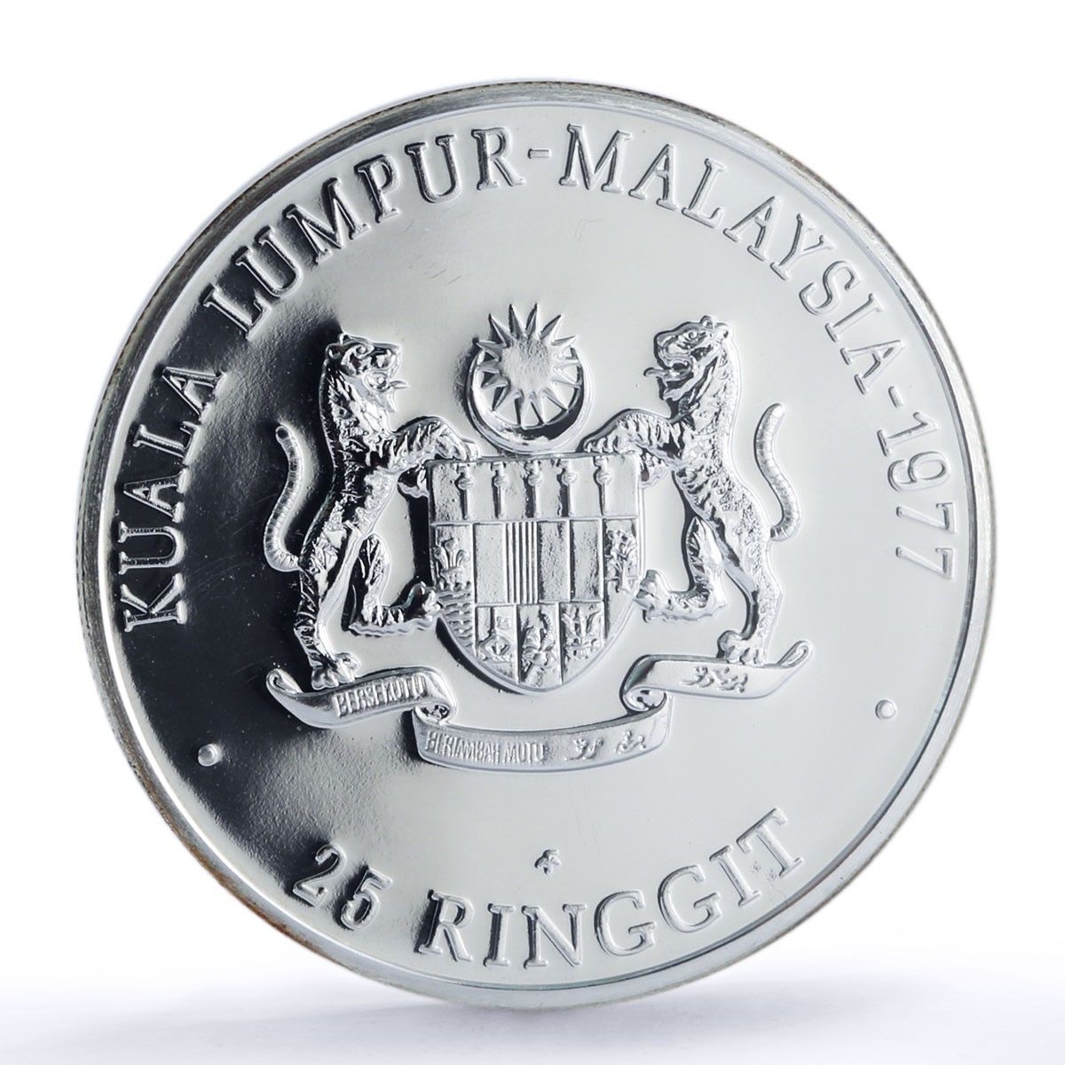マレーシア 25リンギット 記念銀貨 1977年 プルーフライク 注文品 1977年 マレーシア銀貨 25リンギット＋1969年 インド銀貨 10