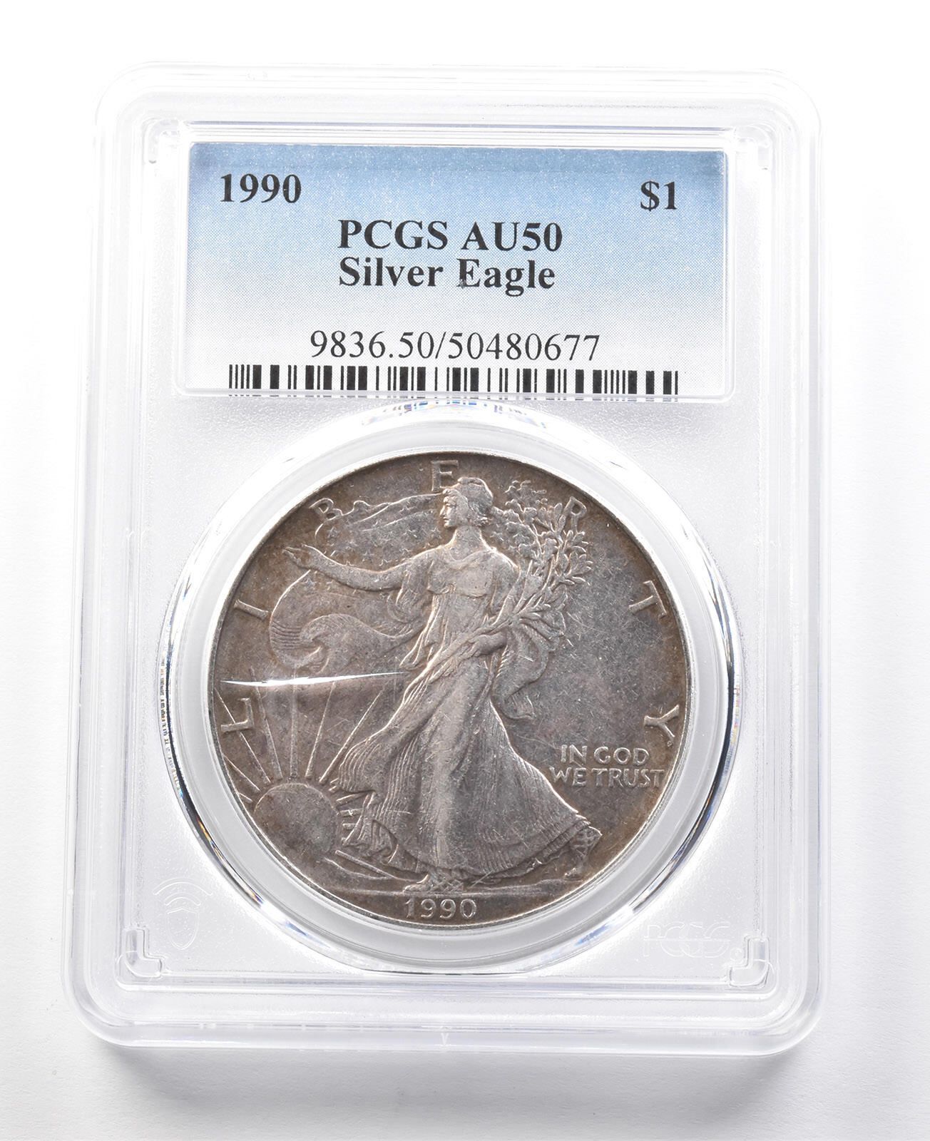 1990年 アメリカン シルバー イーグル AU50 PCGS ローボール *8050