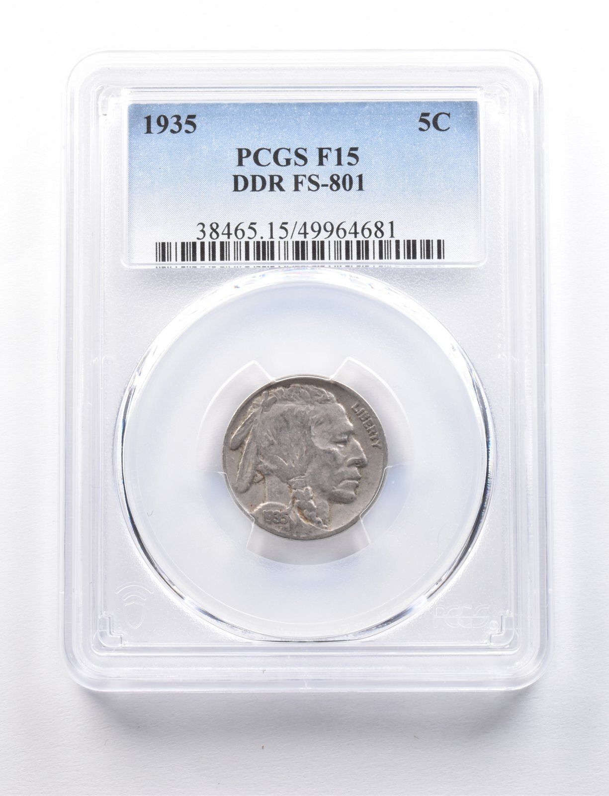 1935年 インディアンヘッド バッファローニッケル DDR FS-801 F15 PCGS