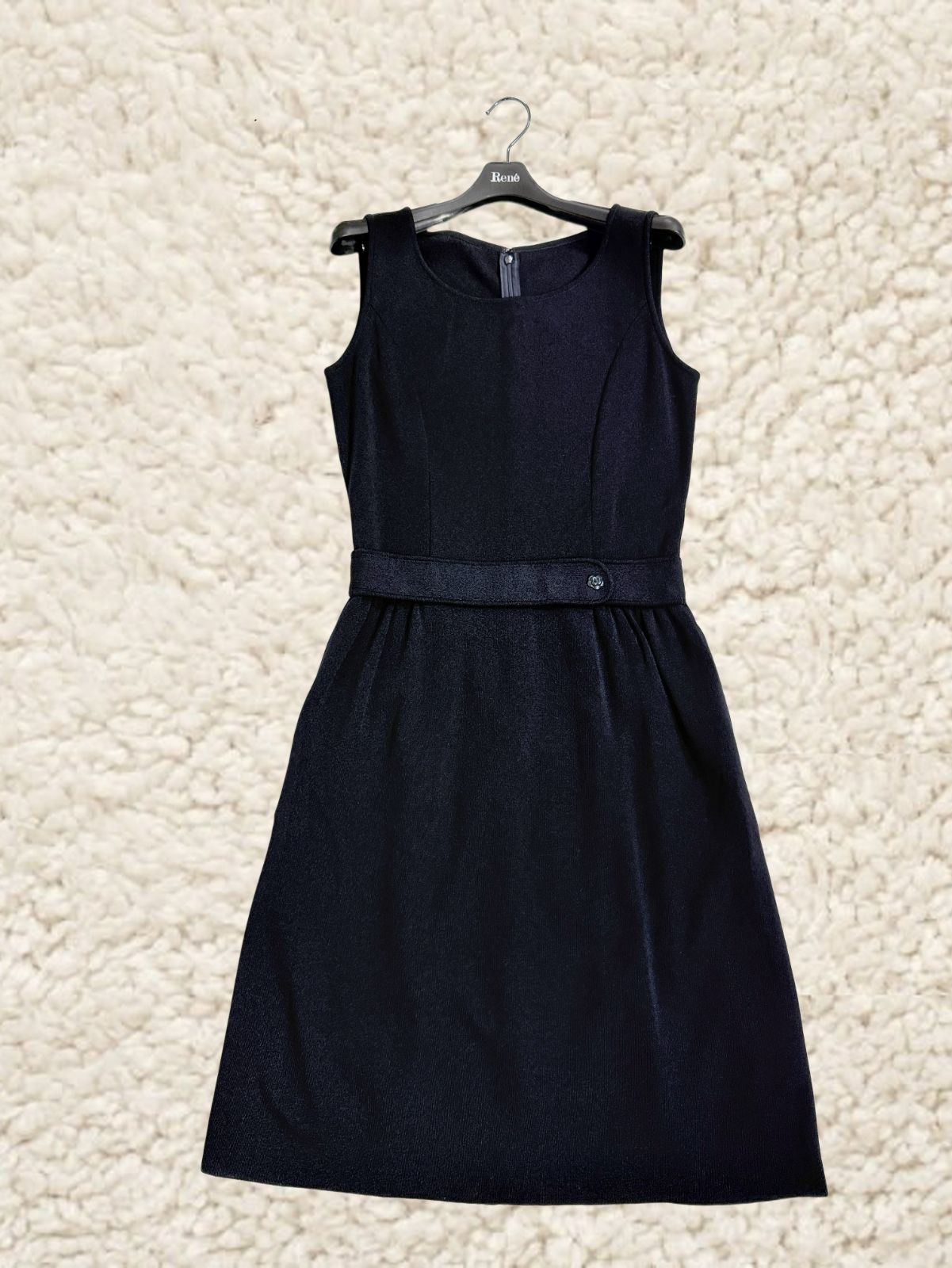 極美品Rene/ ルネ ニットワンピース 36 ネイビー アセテートBLEND