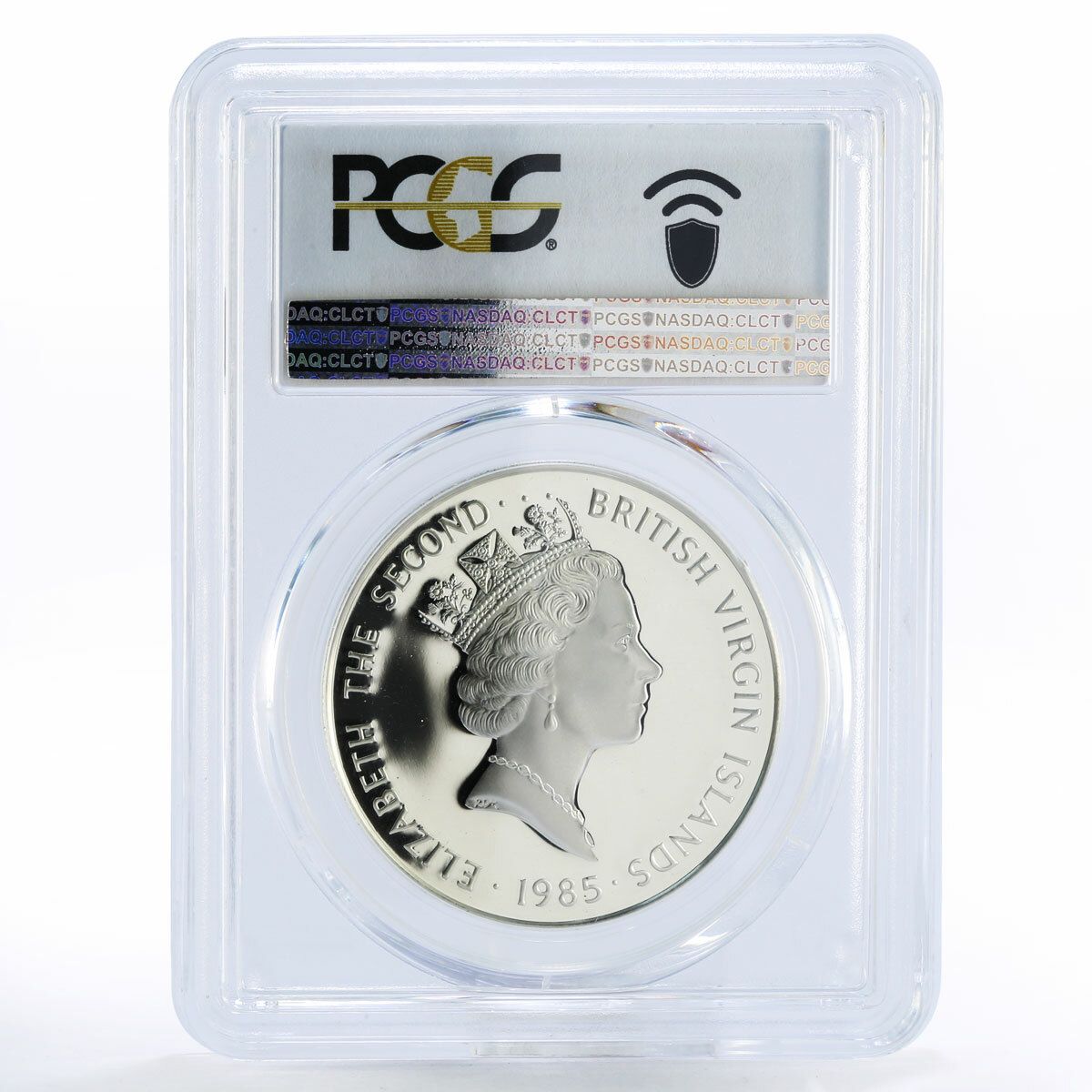 イギリス領ヴァージン諸島 20ドル 真鍮製仕切り PR69 PCGS 銀貨 1985年