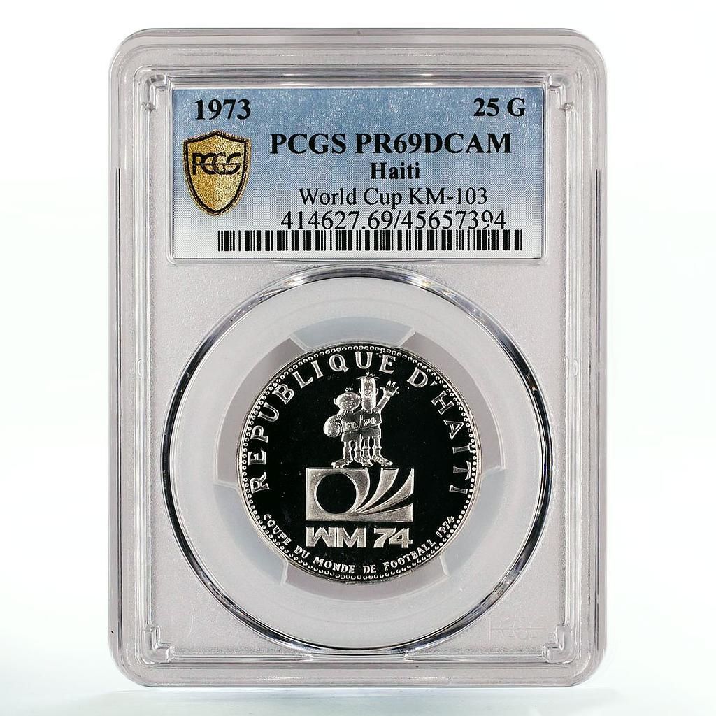 ハイチ 25グールド サッカーワールドカップ 西ドイツ PR69 PCGS 銀貨