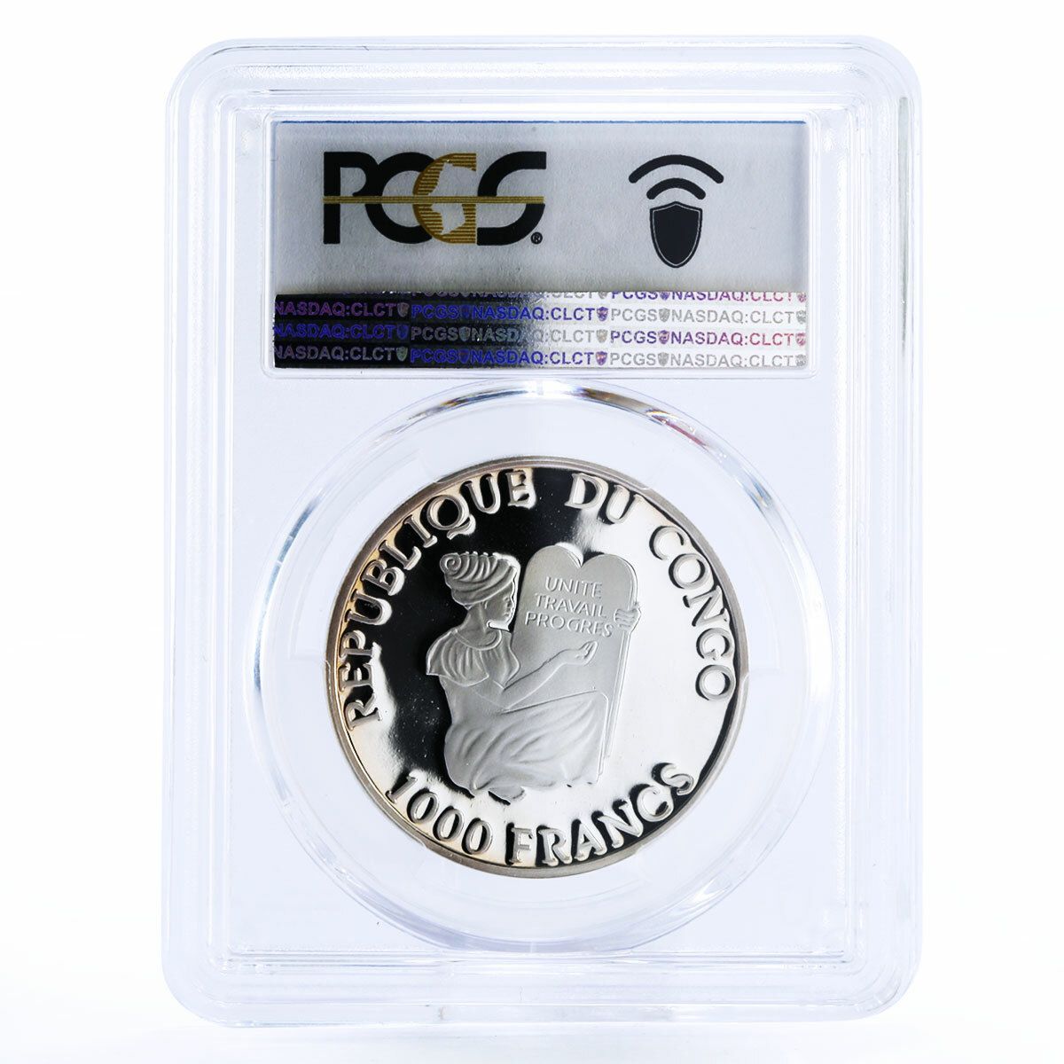 コンゴ 1000フラン イギリス博物学者チャールズ・ダーウィン PR69 PCGS