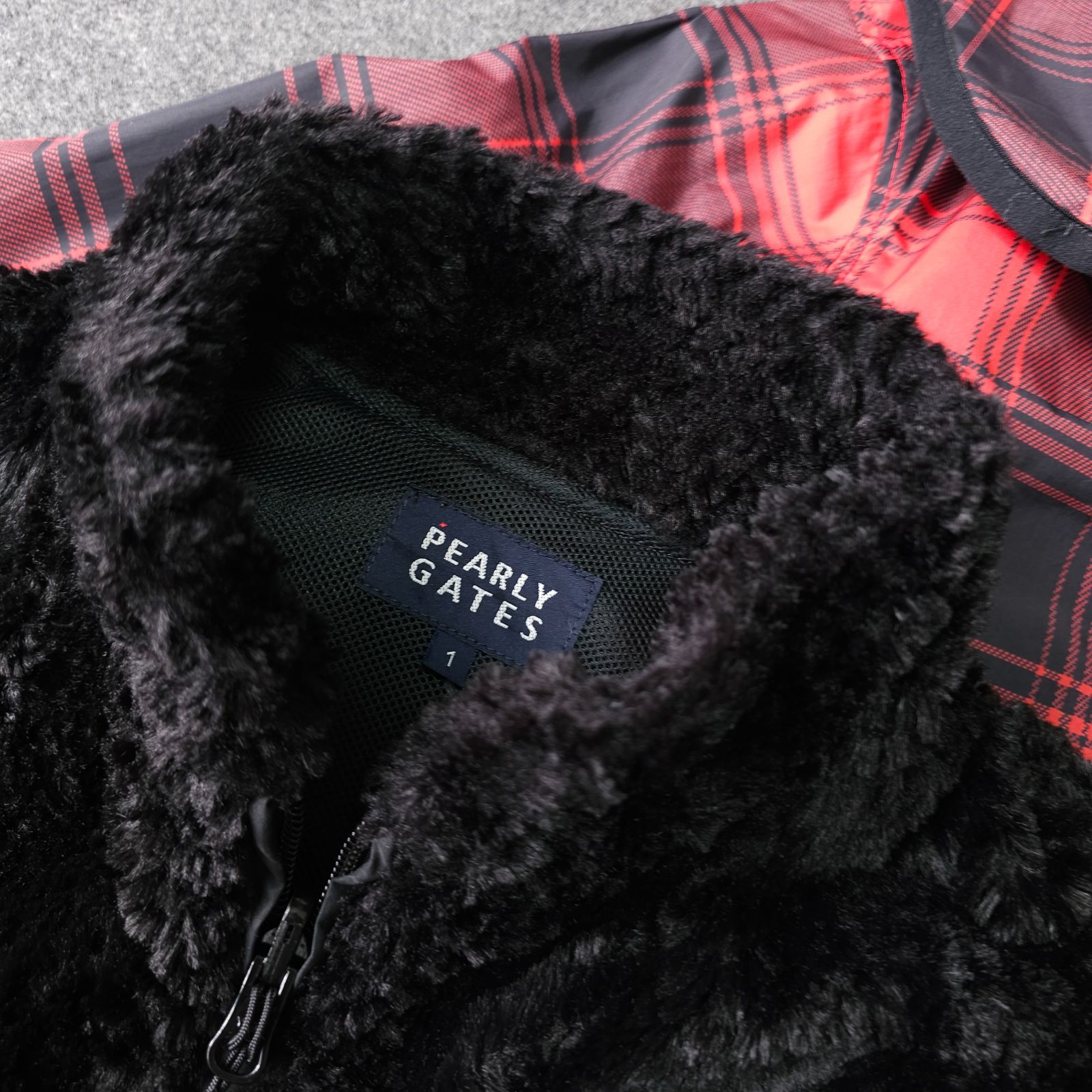 PEARLY GATES】パーリーゲイツ 3WAY チェック ボア素材ベスト ナイロン