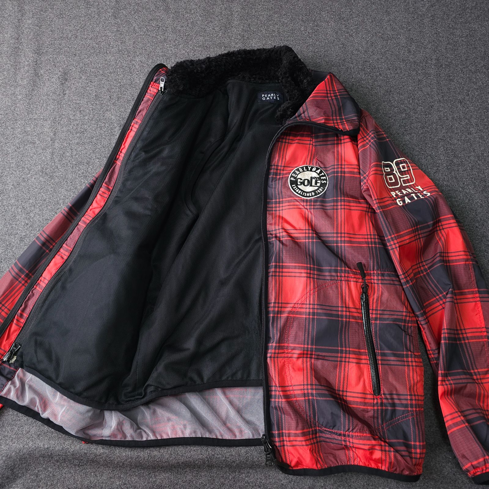 PEARLY GATES】パーリーゲイツ 3WAY チェック ボア素材ベスト ナイロン
