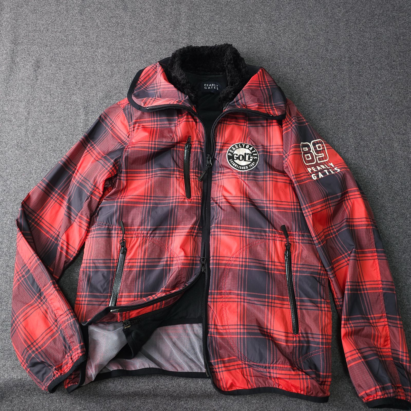 PEARLY GATES】パーリーゲイツ 3WAY チェック ボア素材ベスト ナイロン