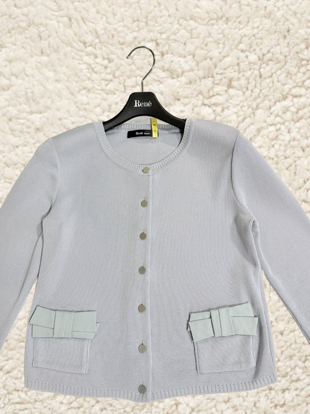 極美品Rene basic /ルネ カーディガン 36 レーヨンBLEND サックス