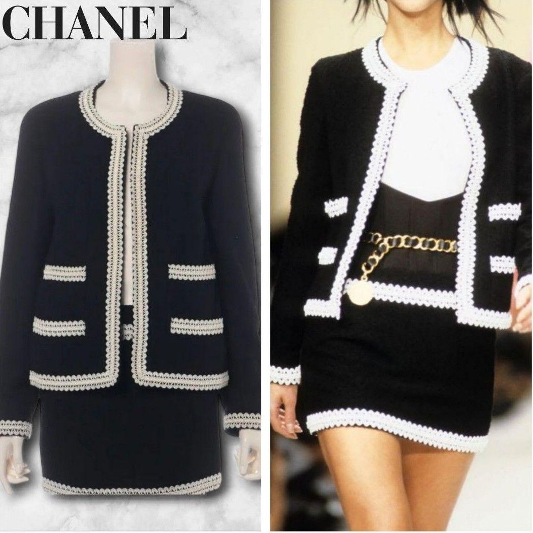 CHANEL Tweed Suit セットアップ スカート ランウェイモデル 1994SS 38