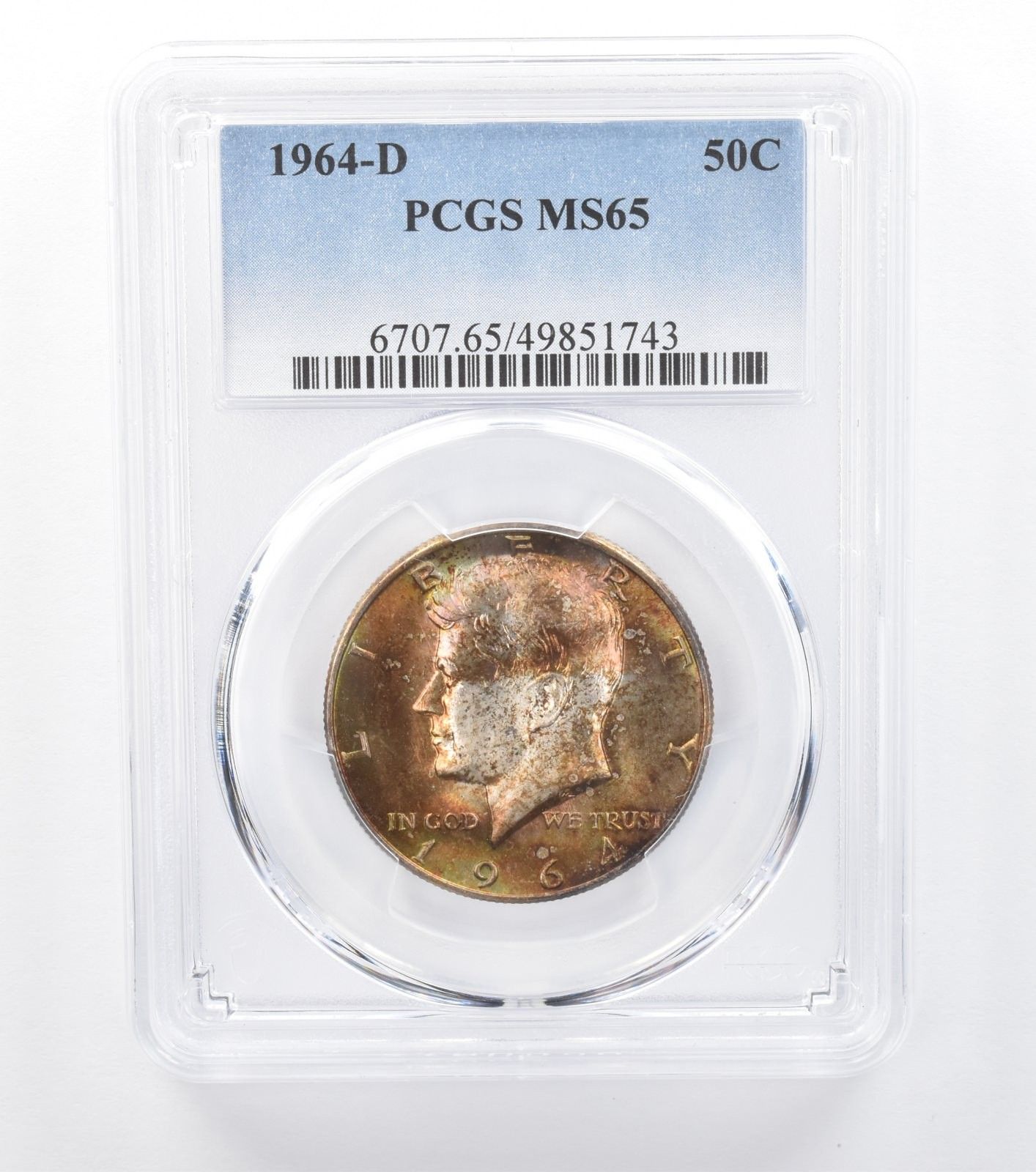 1964-D ケネディ ハーフダラー MS65 PCGS レインボー T *7765 - メルカリ