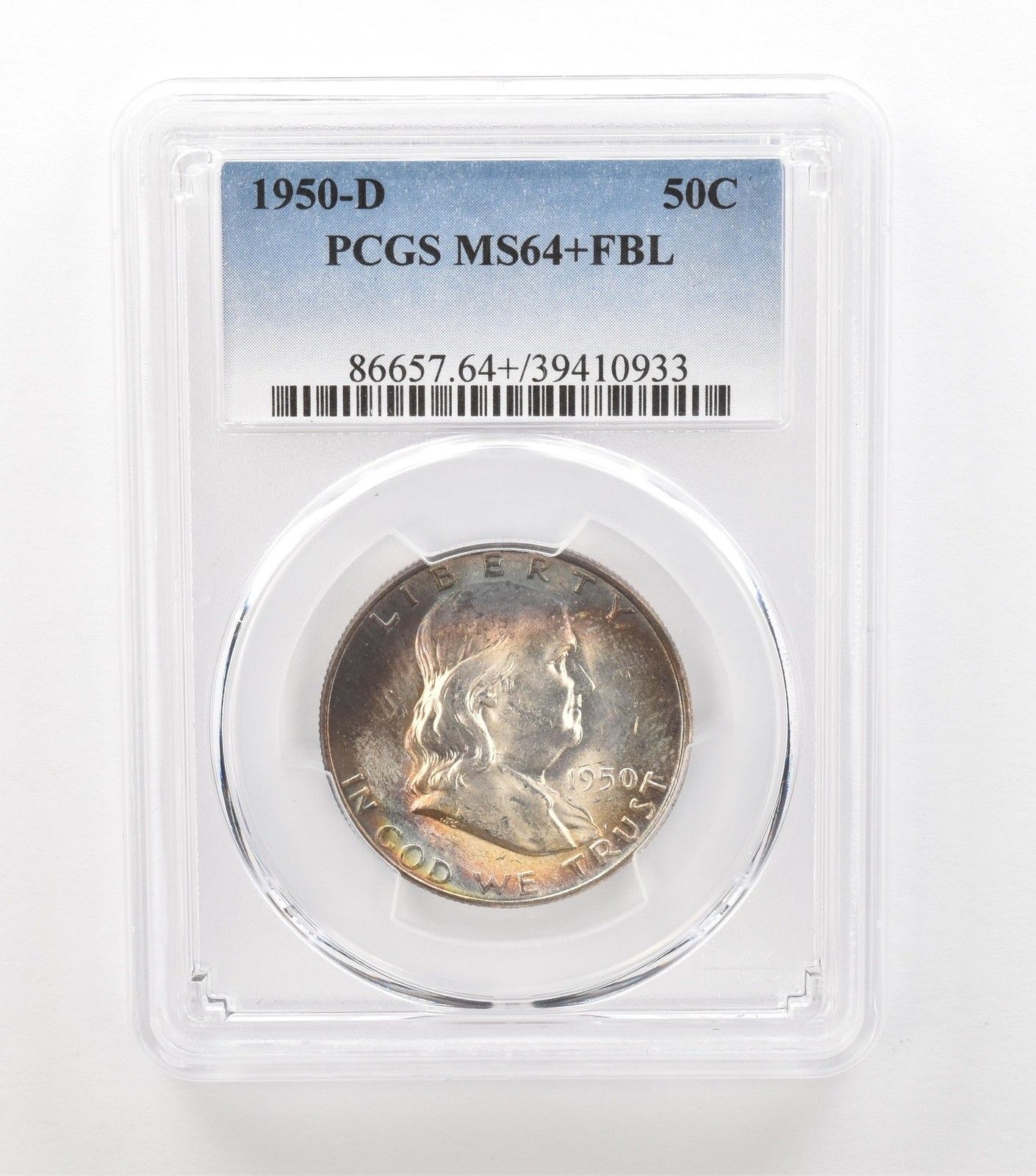 1950-D フランクリン ハーフダラー MS64+ FBL PCGS 美品 T *3634