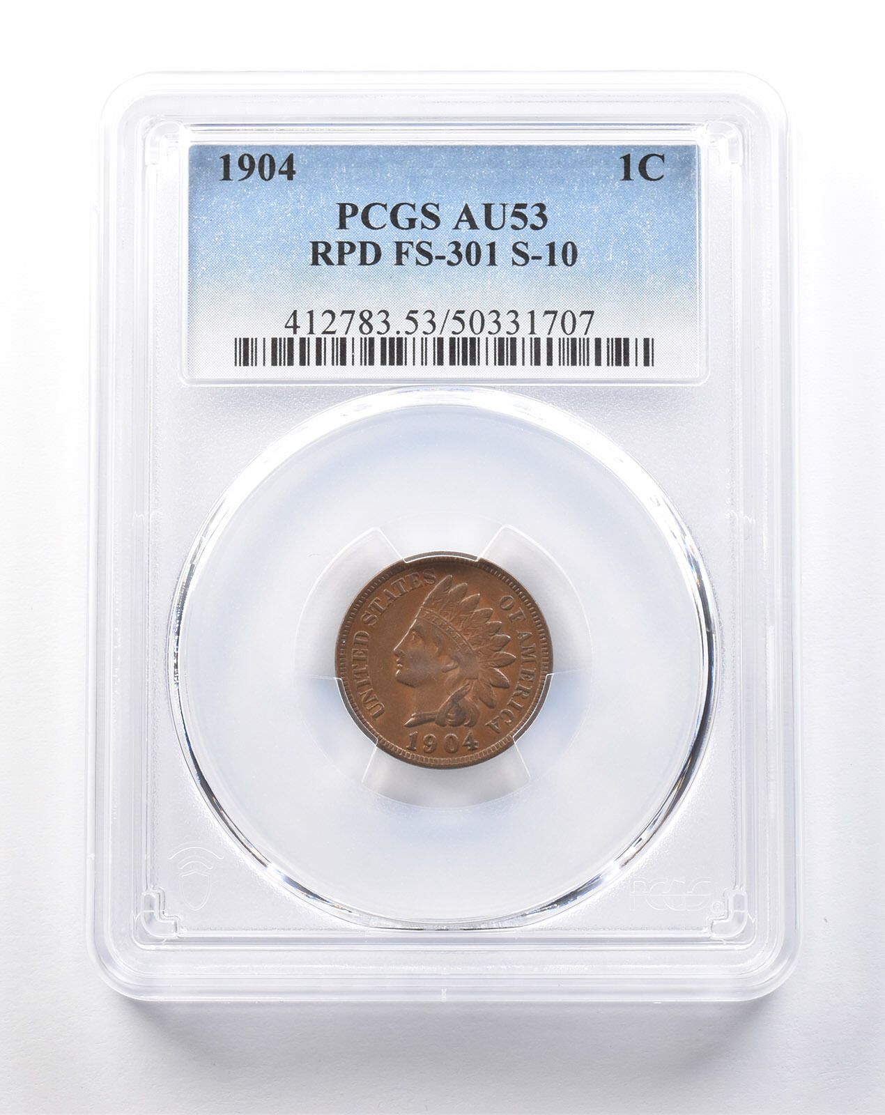 1904年インディアンヘッドセントRPD FS-301 S-10 AU53 PCGS *5393