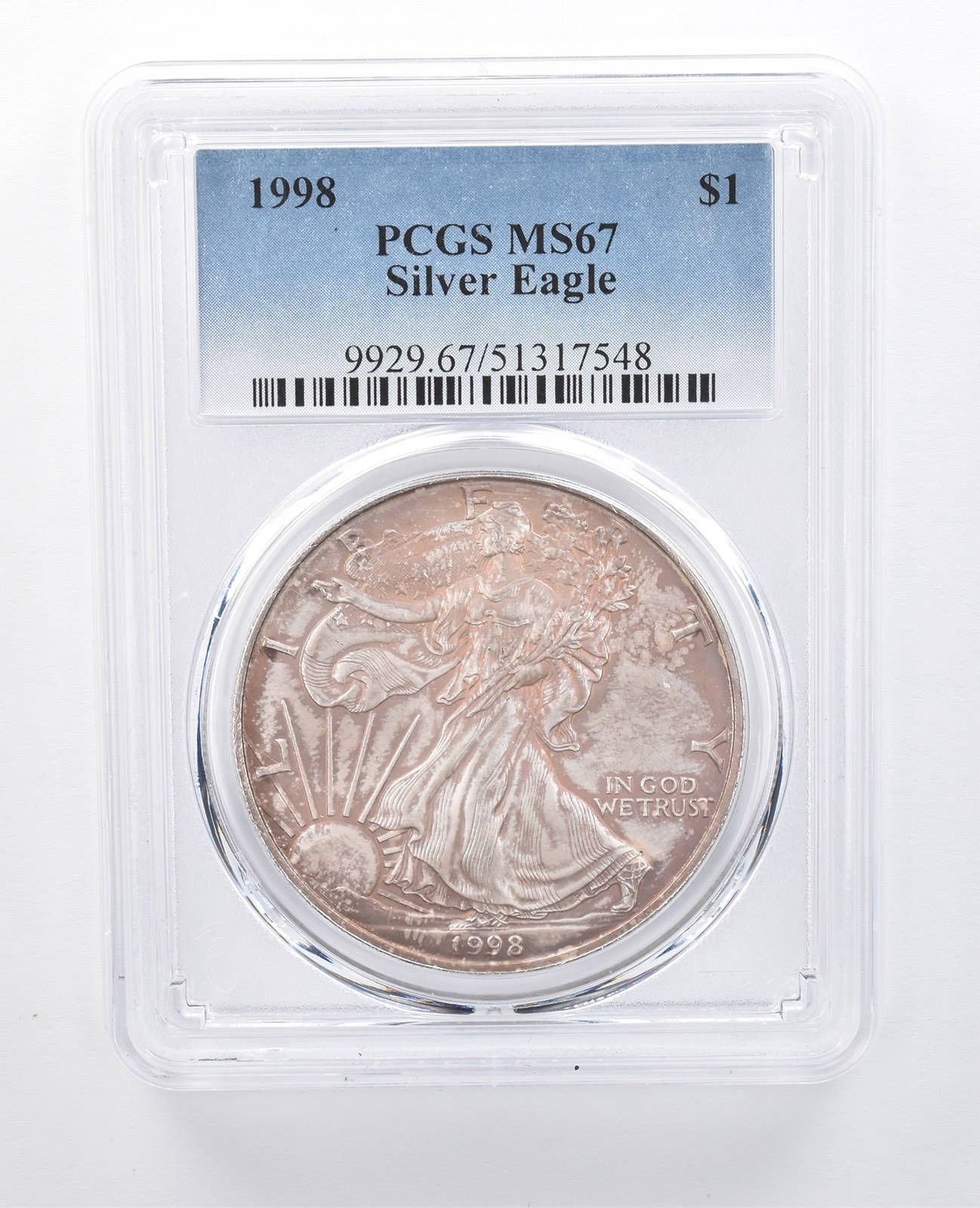 1998年 アメリカン シルバー イーグル MS67 PCGS ピンク T *8006