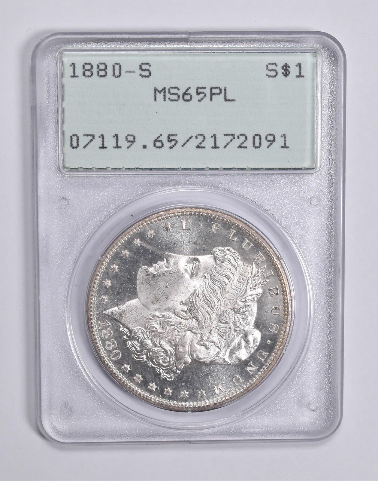 MS65 PL 1880-S モルガン銀貨 PCGS ラトラー アップグレード *0328