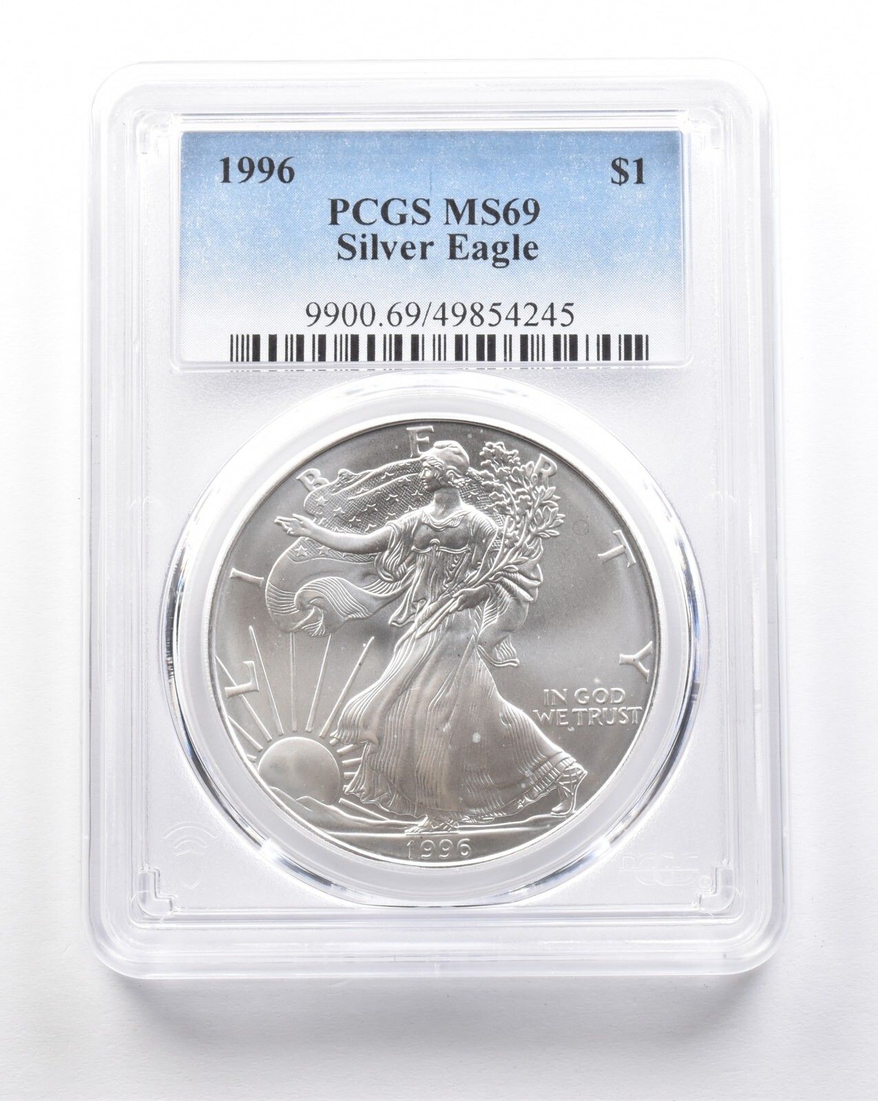 1996年 アメリカン シルバー イーグル MS69 PCGS ストラックスルー