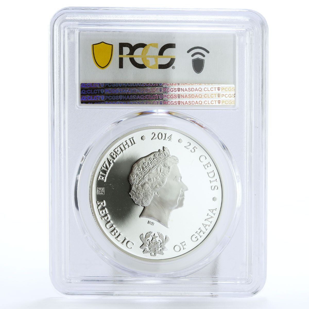 ガーナ 25セディ 25周年記念 マリンバンクシップ PR68 PCGS 銀貨 2014