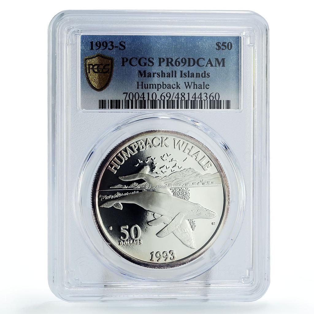 マーシャル諸島 50ドル 海洋生物 ザトウクジラ PR69 PCGS 銀貨 1993年