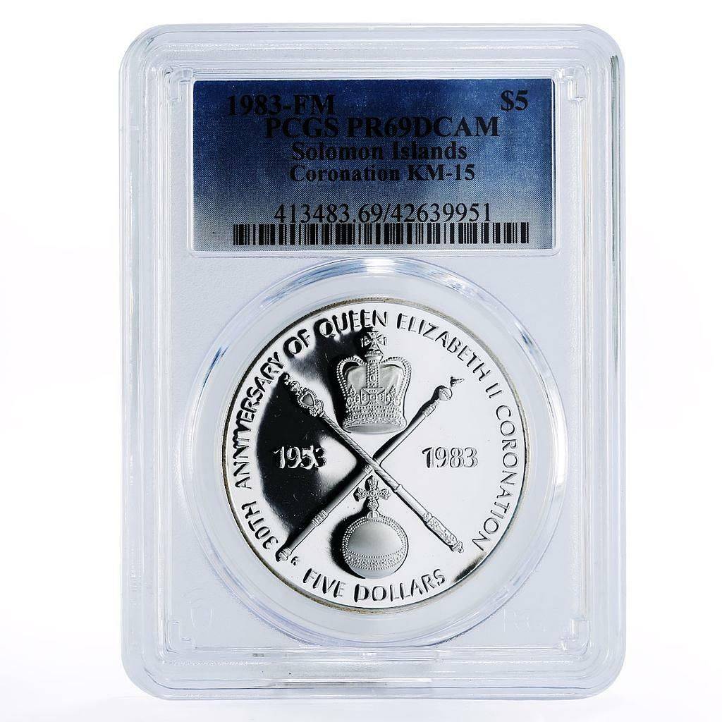 ソロモン諸島 5ドル 戴冠式記念銀貨 PR69 PCGS 1983年 - メルカリ