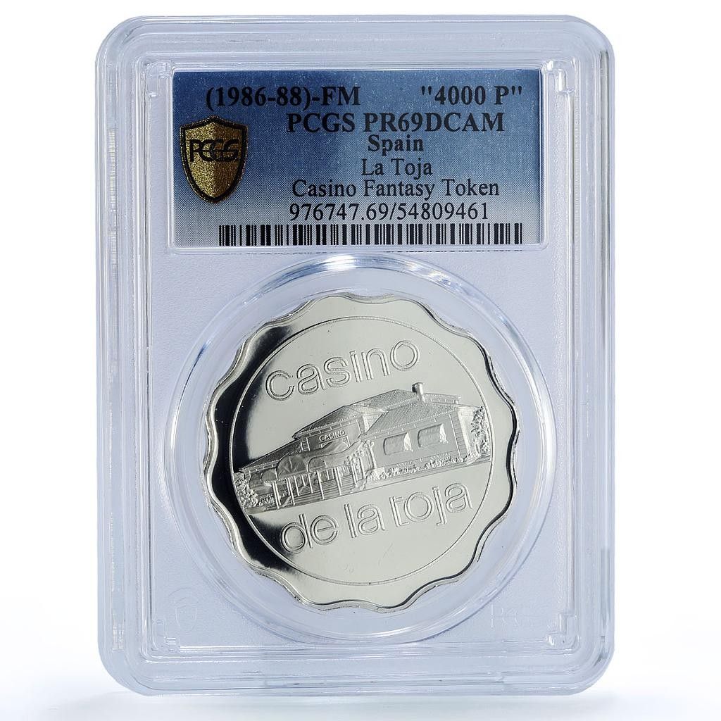 超希少　純銀99.9%限定版ニューヨークカジノ 記念 スペイン La Toja カジノ ファンタジー トークン 4000 ペセタ PR69